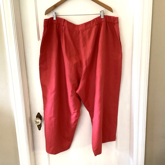 Emma James Linen Blend Capri Pants Women’s Plus 24W Coral Pink Flat Front Summer - Picture 10 of 13
